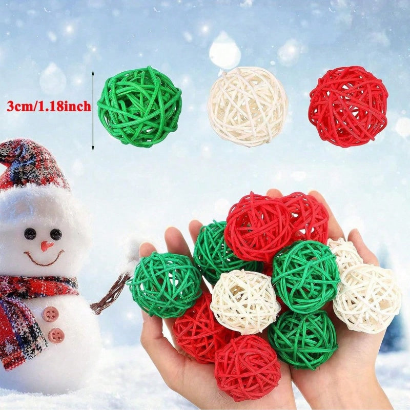 30 Pcs Christmas Rattan Balls Decorations Christmas Wicker Balls