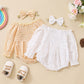 Baby Girl Cotton Mesh Smocking Long Sleeve Off Shoulder Clothing