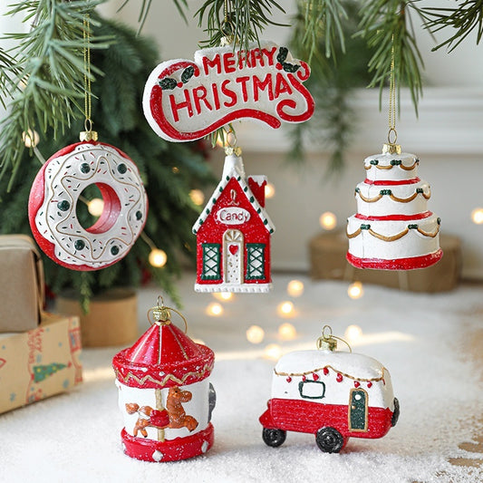 Christmas Tree Decorations Painted Plastic Christmas Pendant