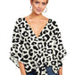 New V Neck Blouse Women Leopard Print Shirts Floral Tie Front Blouses Batwing Summer Oversize Ladies Tops