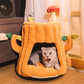 Cat Litter Cat Sleeping Bag Small Dog Autumn And Winter Warm Semi-enclosed Tree Stump Cat House