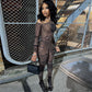 Off-shoulder Mesh Floral Print Jumpsuit High Waist Trousers Suit Women