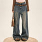Thin Gradient Vintage Jeans Women Loose Wide-leg Straight Pants