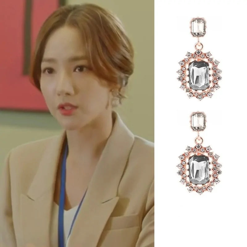MENGJIQIAO 2019 Korean TV Star Crystal Tassel Drop Earrings
