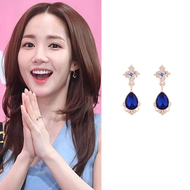 MENGJIQIAO 2019 Korean TV Star Crystal Tassel Drop Earrings