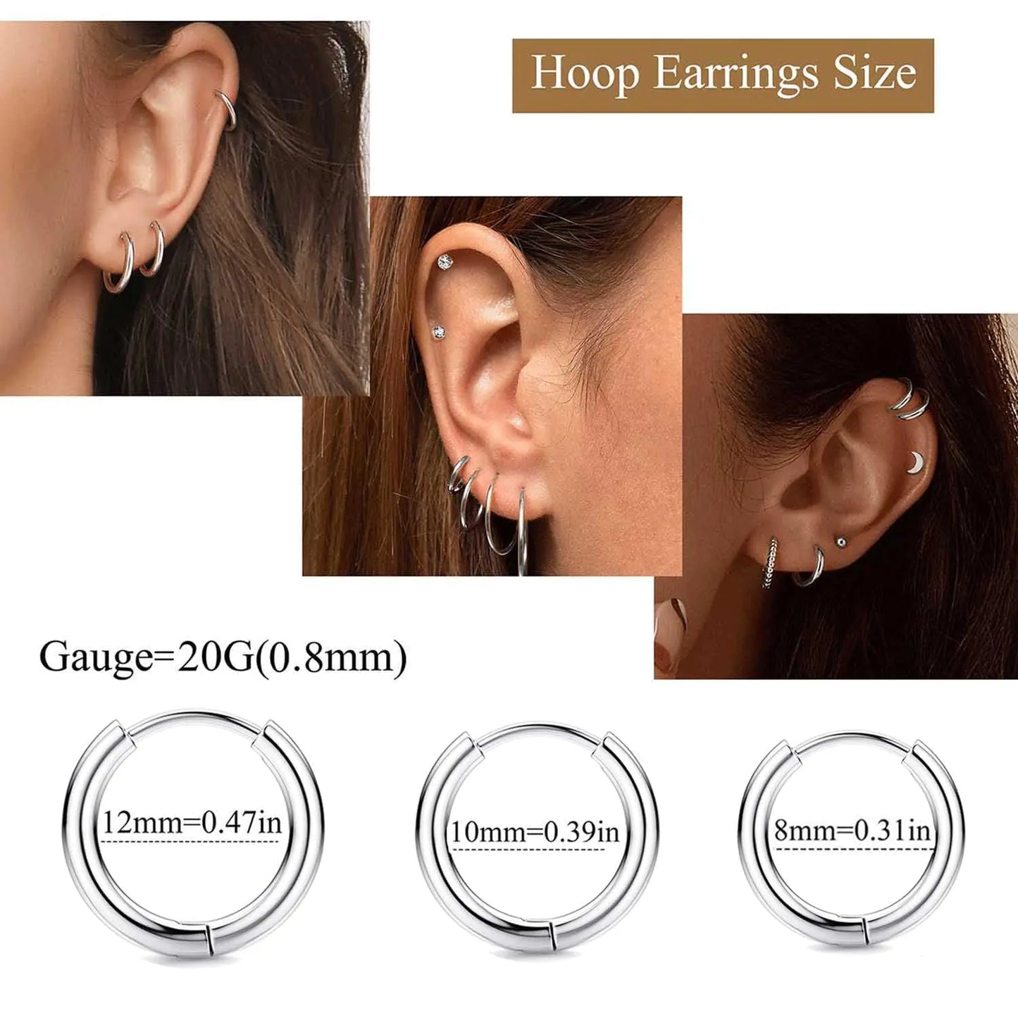 Jstyle Surgical Steel Earrings for Sensitive Ears