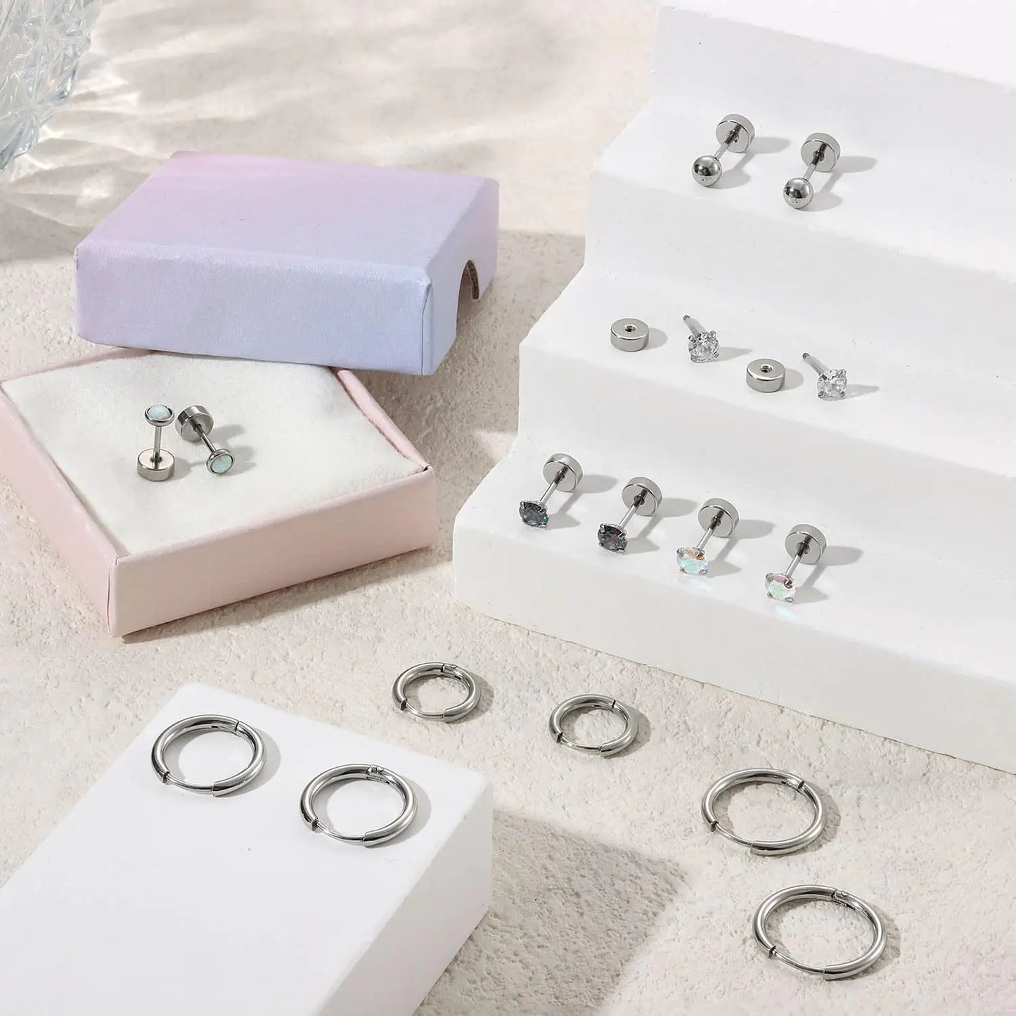 Jstyle Surgical Steel Earrings for Sensitive Ears